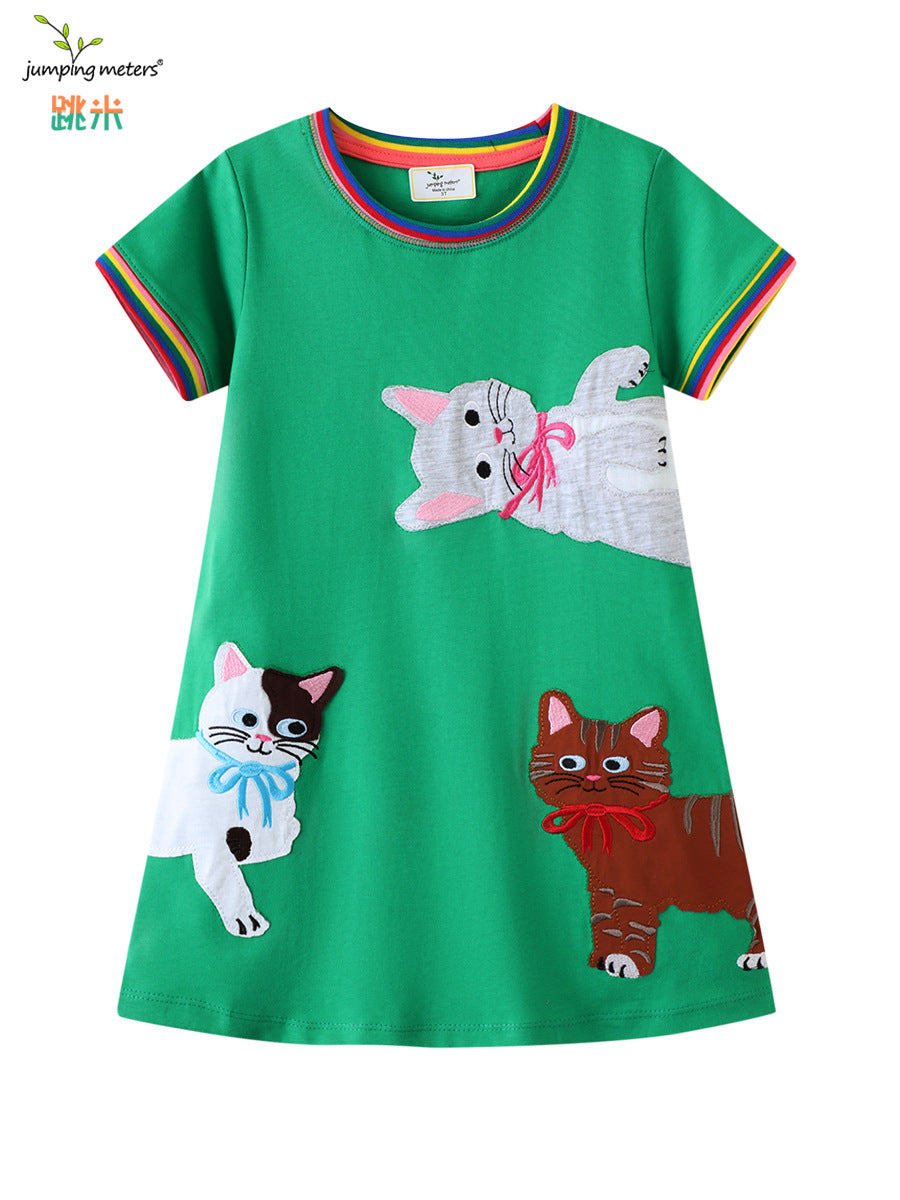 Wholesale Chic Boutique Girls 3 8 Years Summer Cotton Princess Dress Short Sleeve European Style