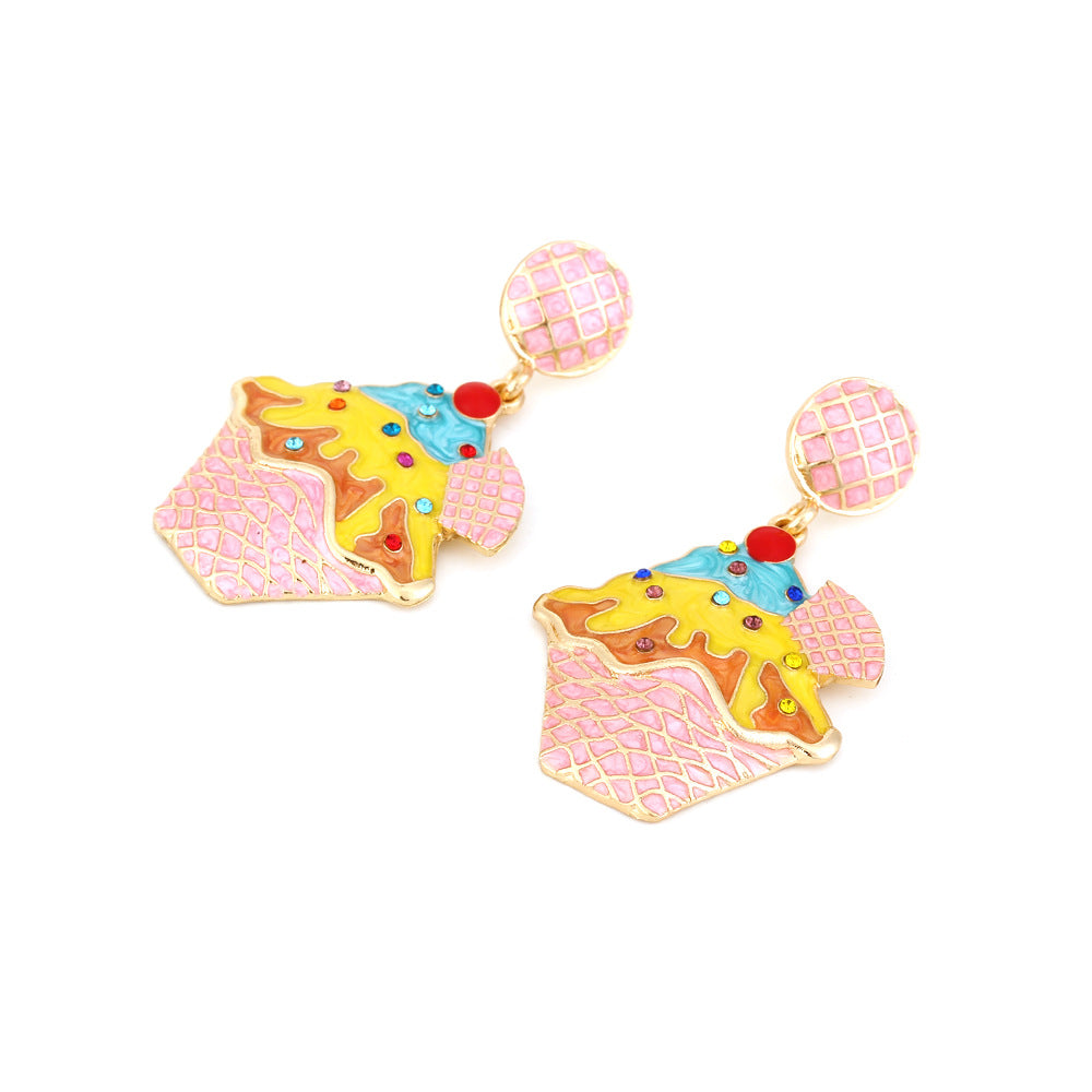 Wholesale Alloy Diamond Cake Earrings