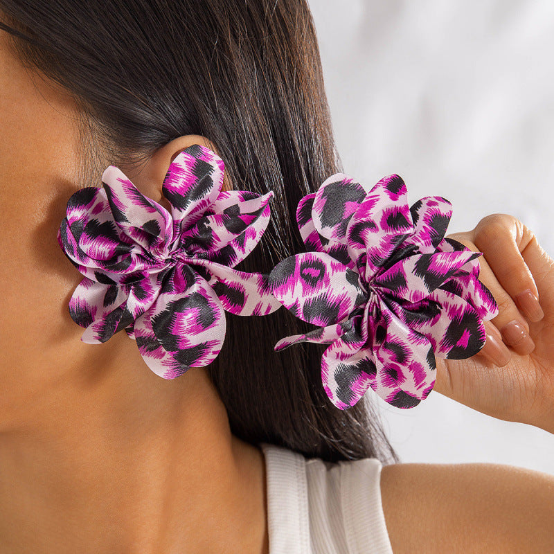 Wholesale Colorful leopard print fabric earrings