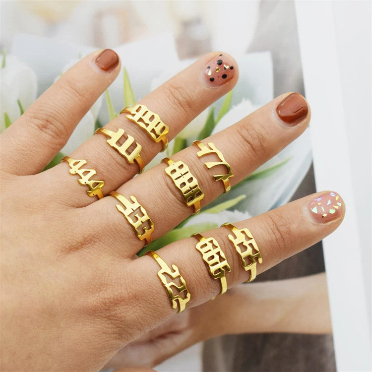 Wholesale Stainless Steel Lucky Number Rings