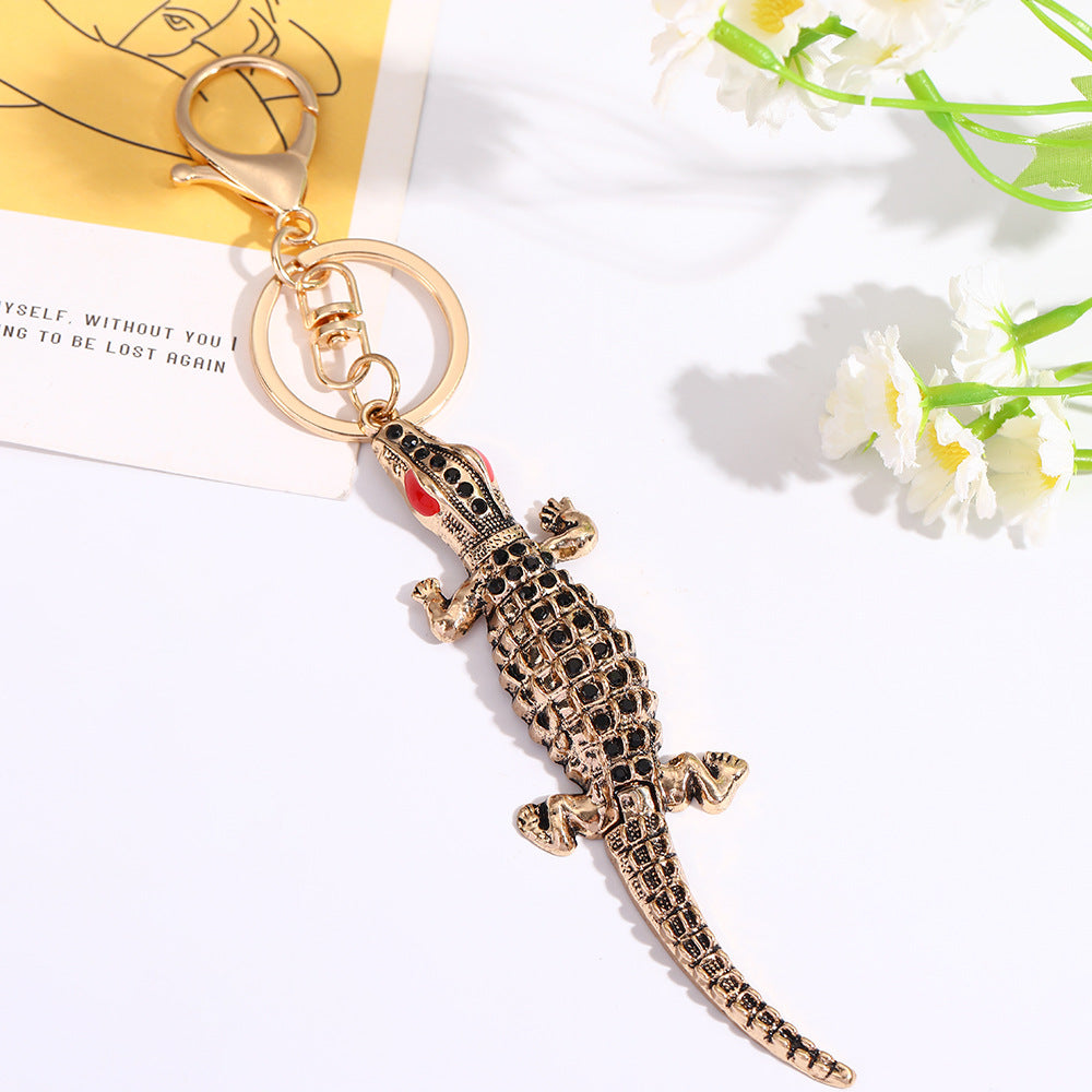 Wholesale Crocodile Cartoon Diamond Set Metal Keychain