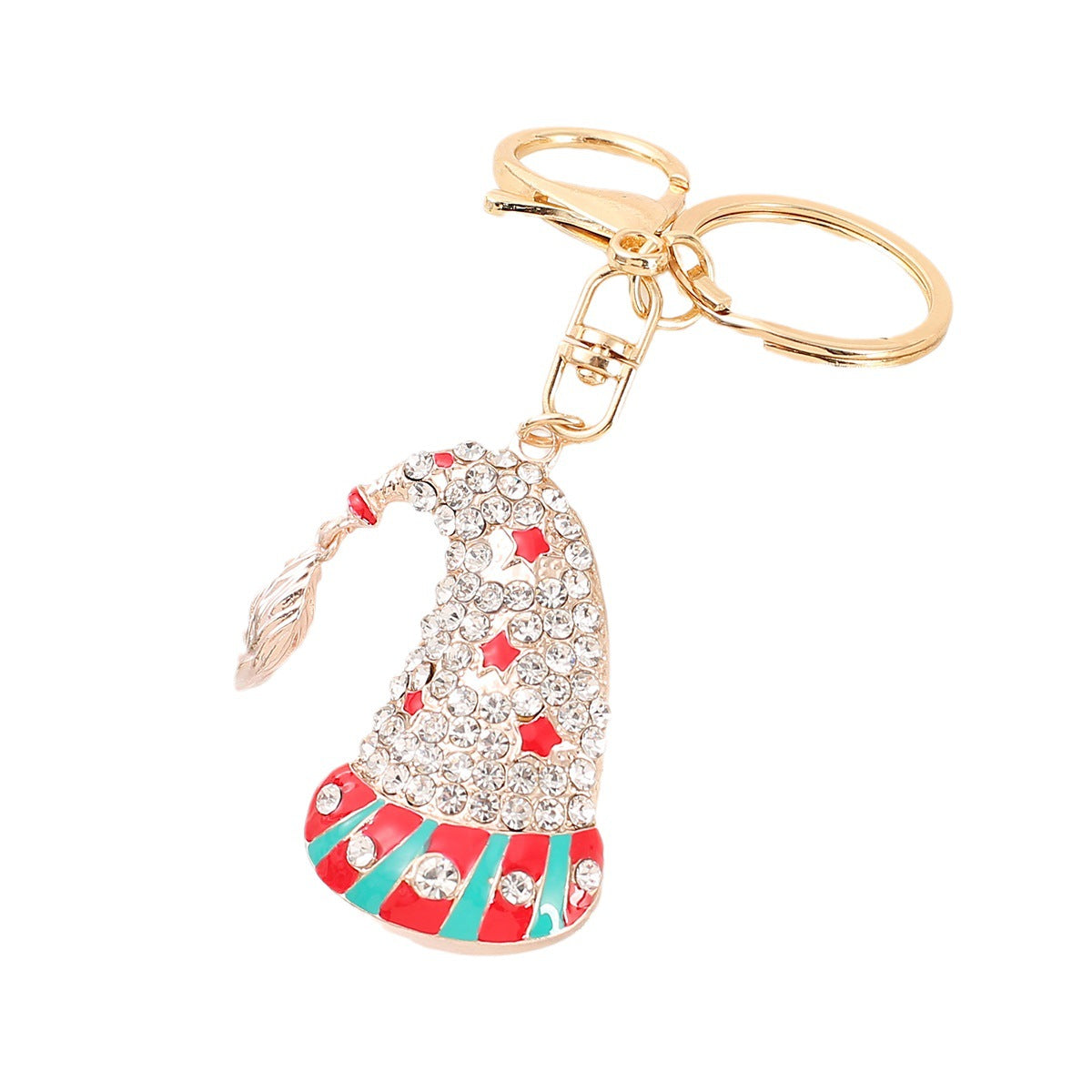 Wholesale Alloy Diamond Christmas Hat Keychain