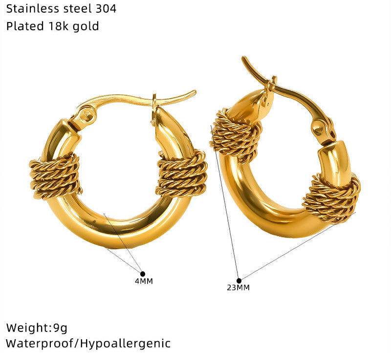 Wholesale Stainless steel wrapped gold geometric earrings