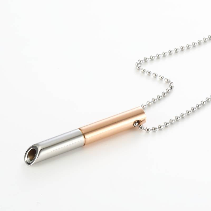 Wholesale Meditation Breath Decompression Whistle Stainless Steel Black Gold Gold Pendant Necklace