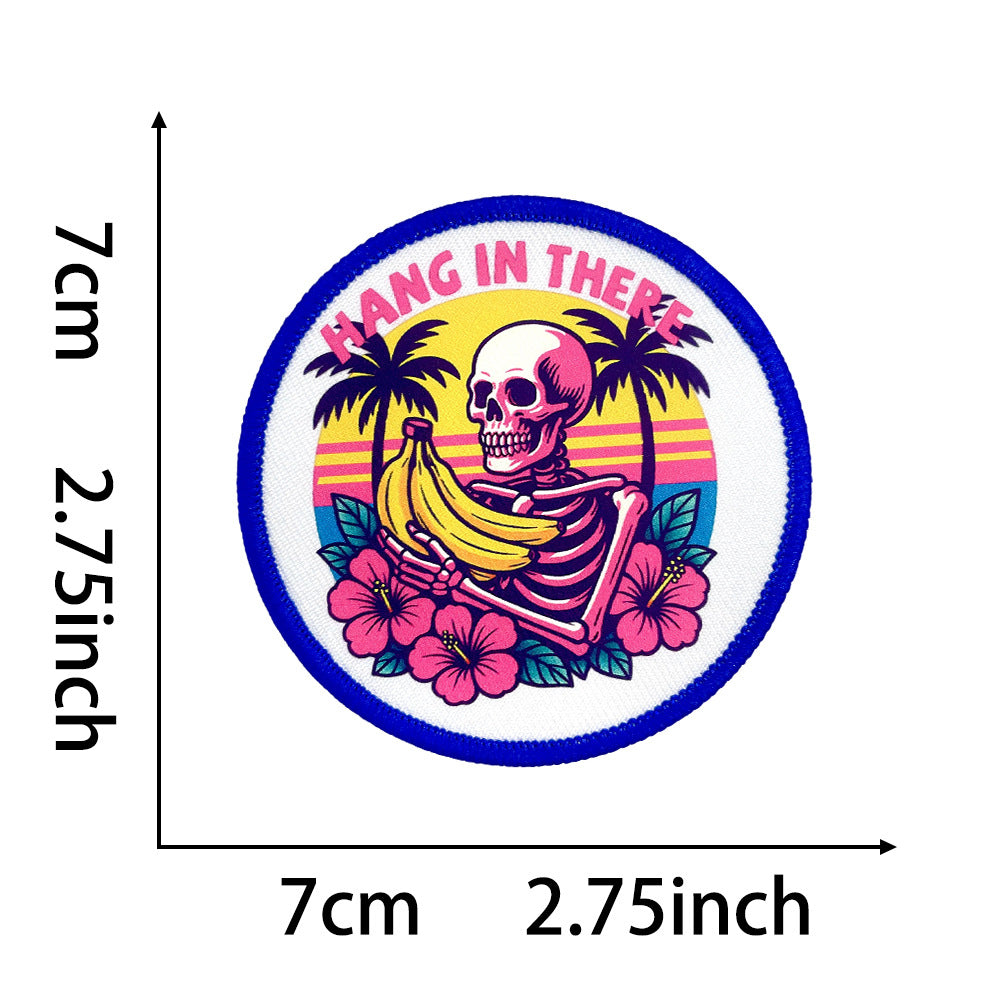 Wholesale Trendy Round Embroidered Patches With Fun Beach Skull Coffee Mom Themes Iron On DIY Appliques For Clothing And Bags Fashion Accessory