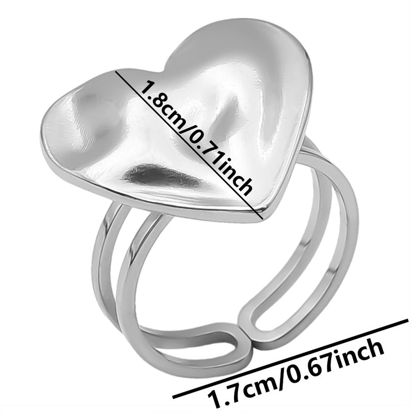 Wholesale Valentine's Day Geometric Love Shaped Titanium Steel Rings