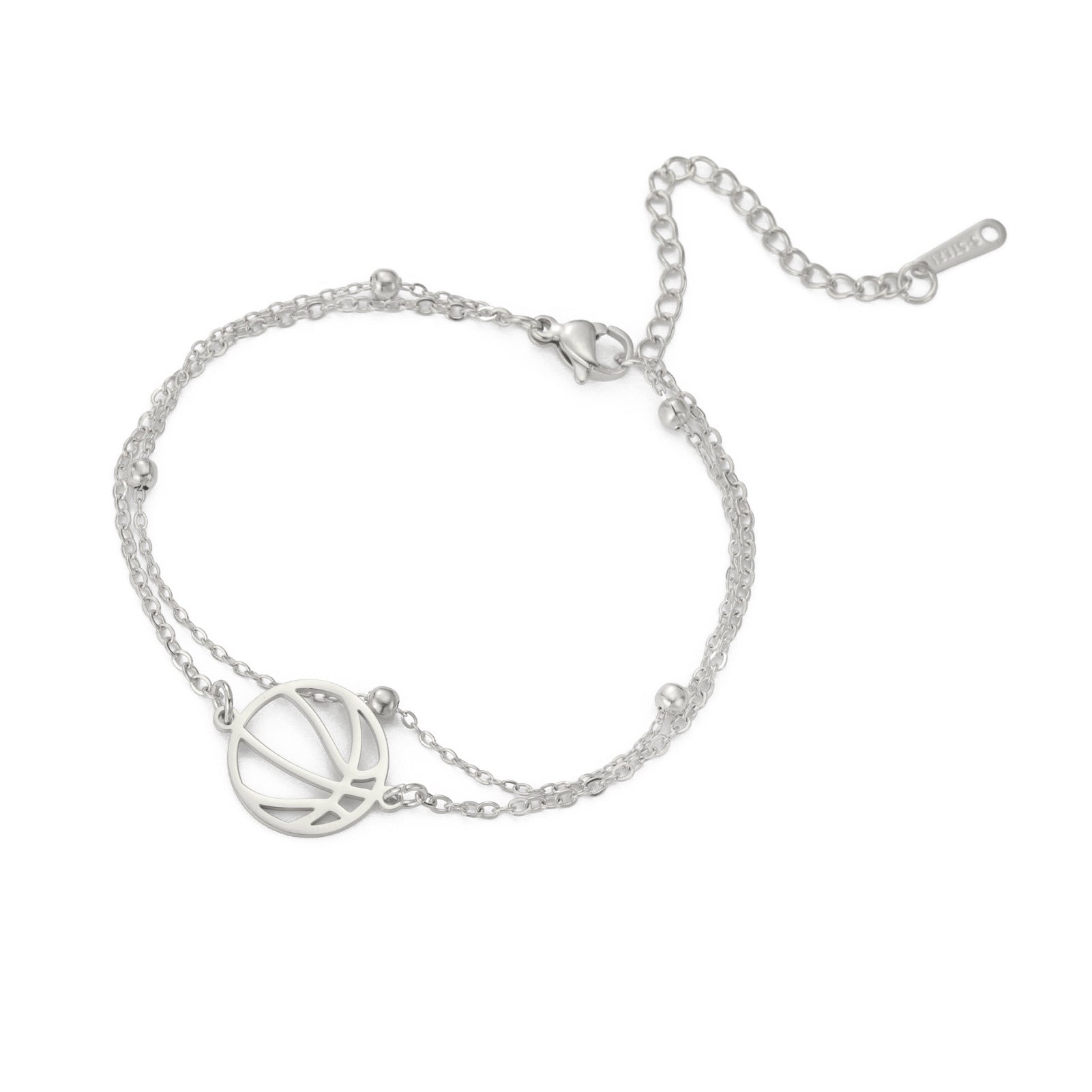 Wholesale Double Hole Volleyball Basketball Pendant Stainless Steel Bracelet
