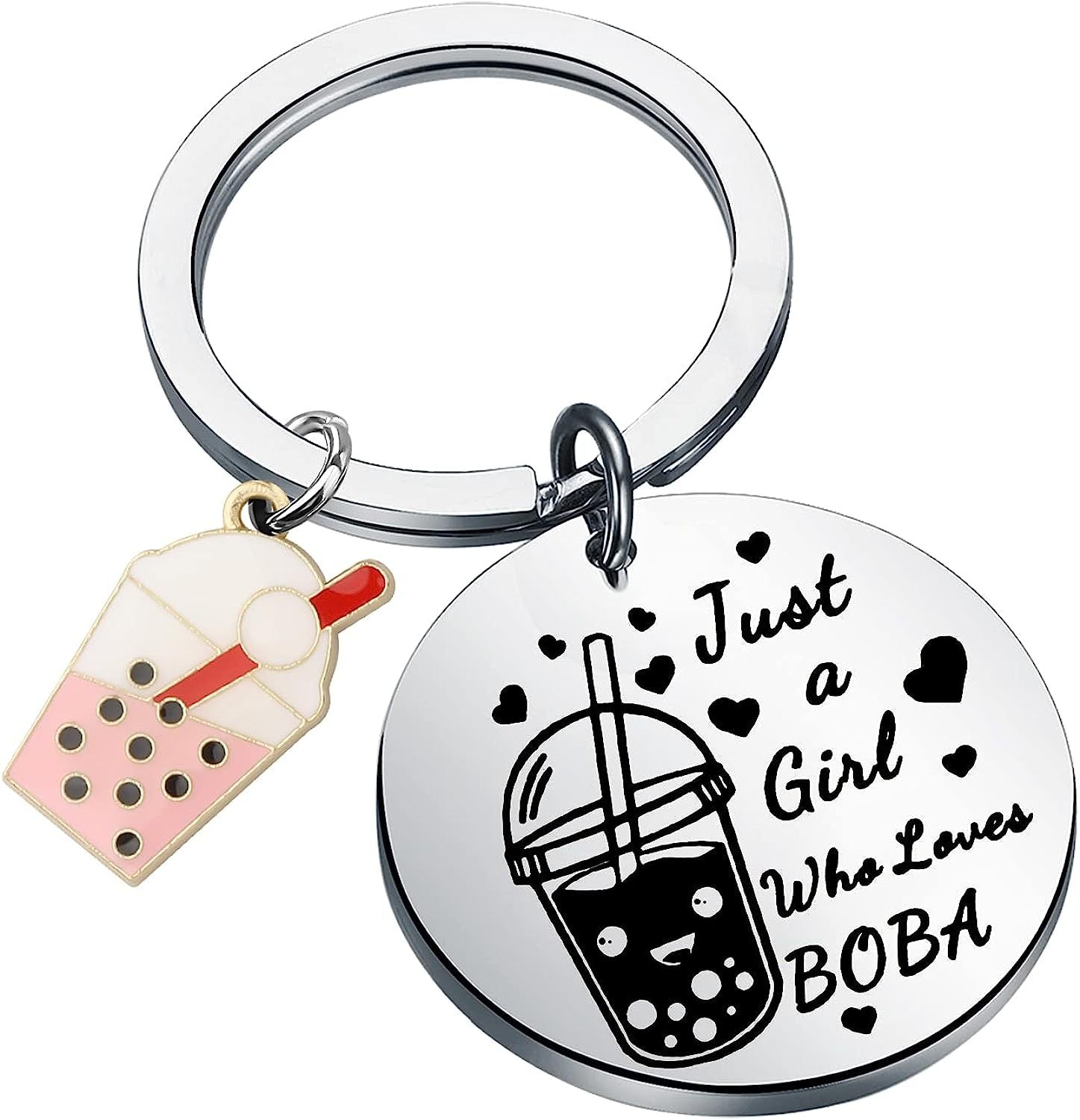 Wholesale Stainless Steel Pearl Milk Tea Keychain