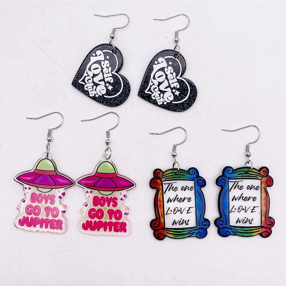 Wholesale Valentine's Day Earrings English Letters LOVE Love Acrylic Earrings