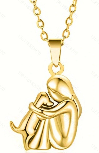 Wholesale Cute girl and dog embracing earrings