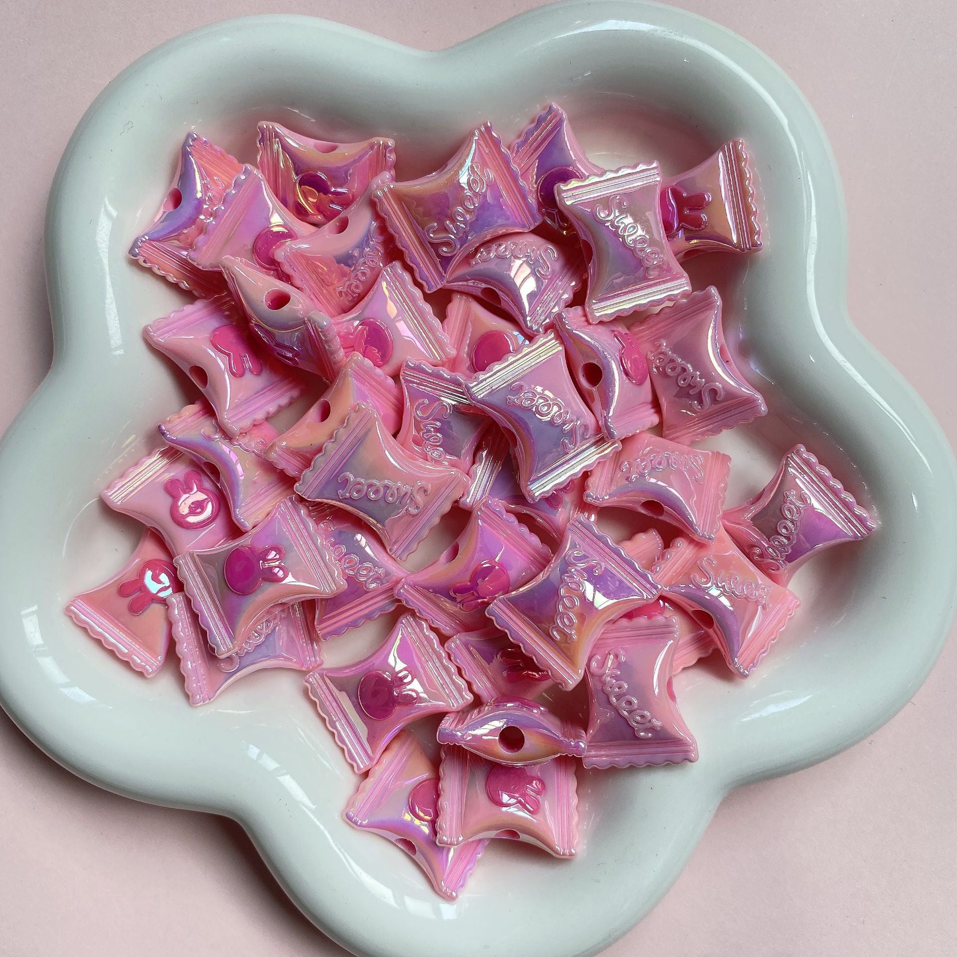 Cuentas de dulces acrílicos multicolores con crema para el paquete de 10 piezas al por mayor