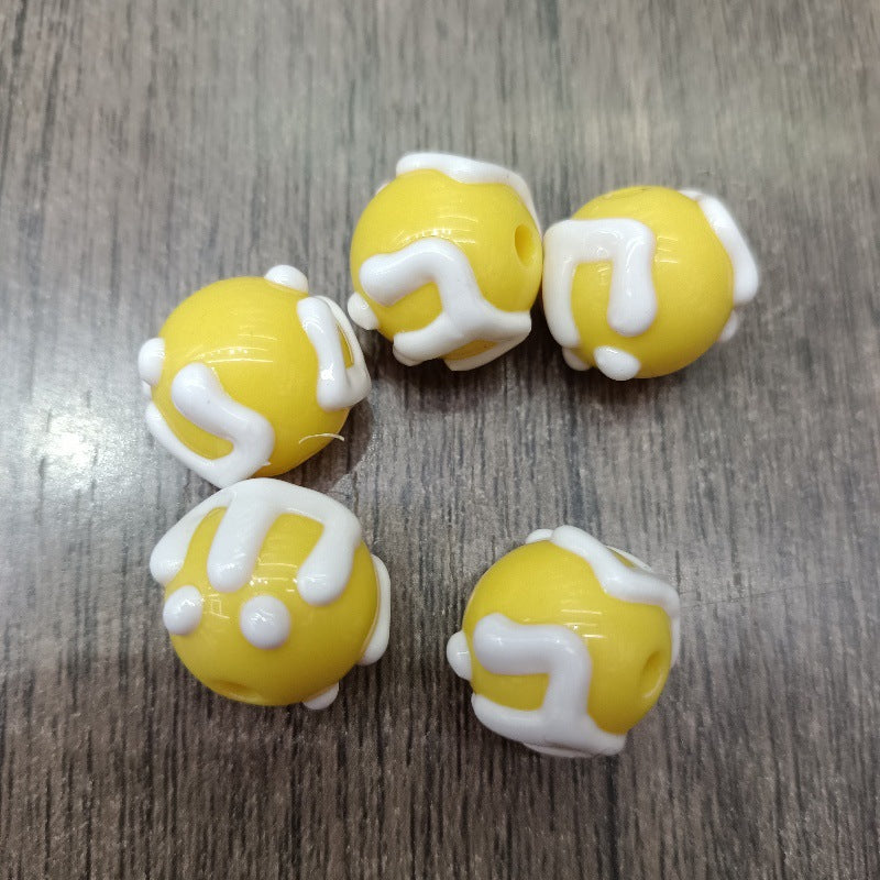 Wholesale 200pcs Hand-painted round beads DIY letters cake beads