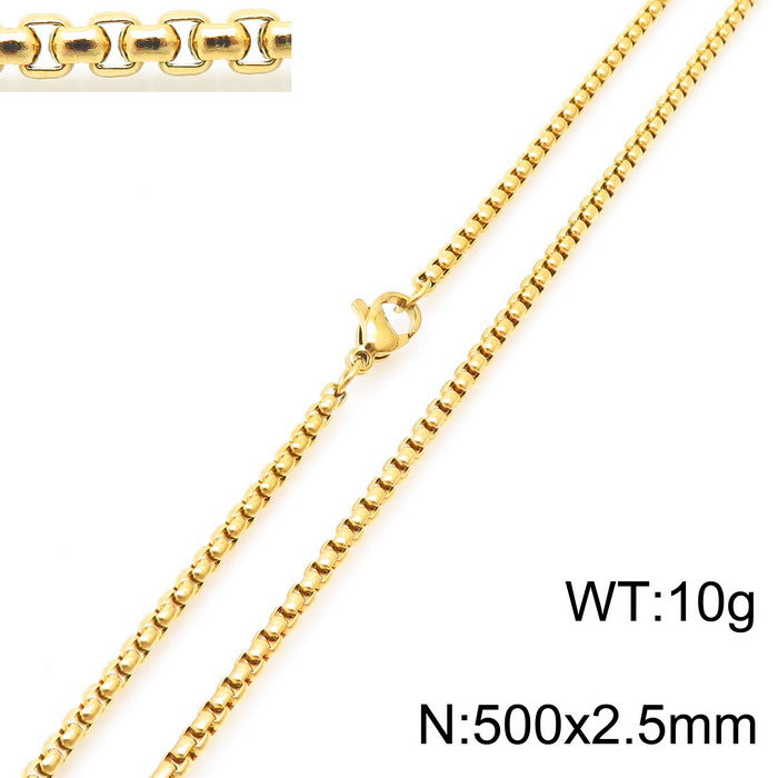 Wholesale Electroplated 18K Gold Square Pearl Stainless Steel Multi-Specification Necklaces