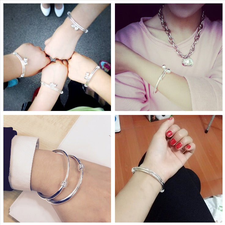 Wholesale  silver simple fashion smooth versatile push-pull bracelet accessories