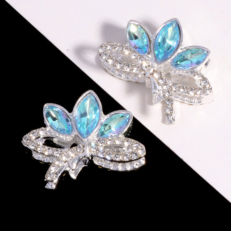 Wholesale 6pcs/pack Double-sided alloy rhinestone lotus straight hole loose DIY beads