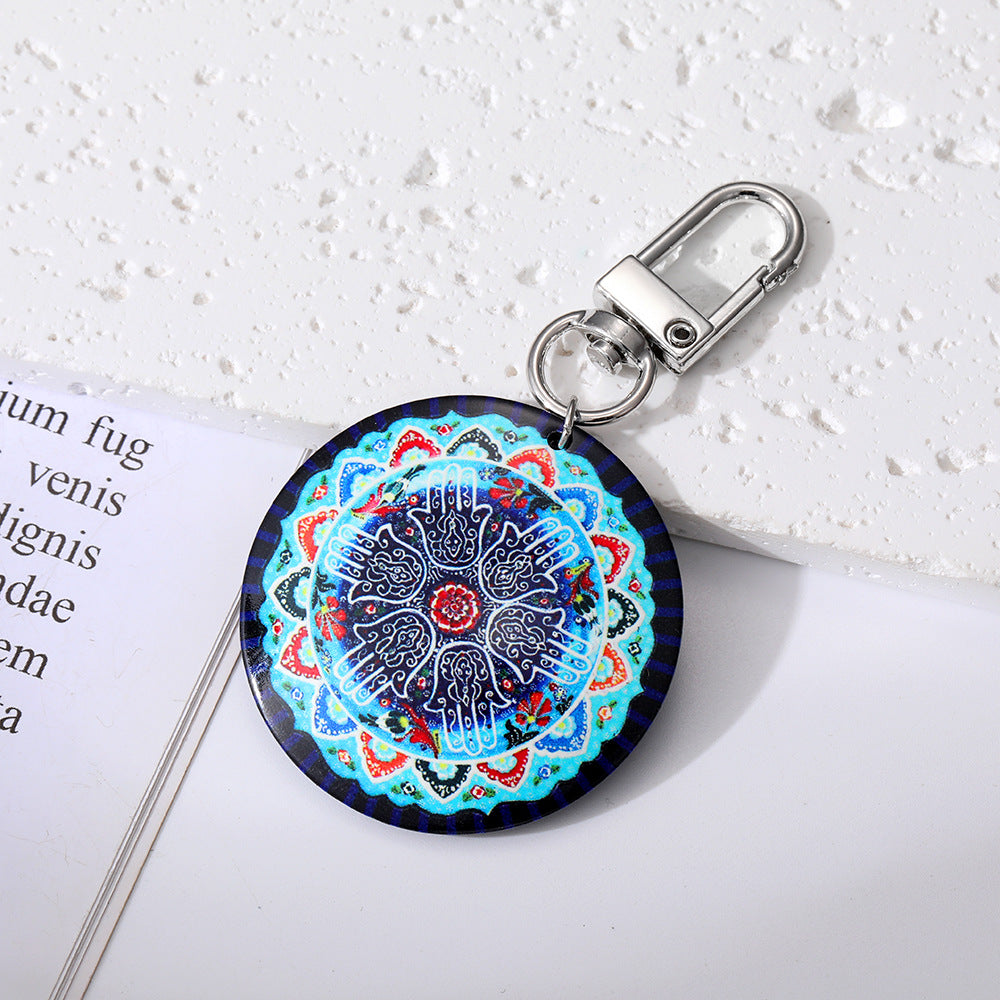 Al por mayor 5 piezas/paquete Bohemian Devil's Eye Plate Keychain