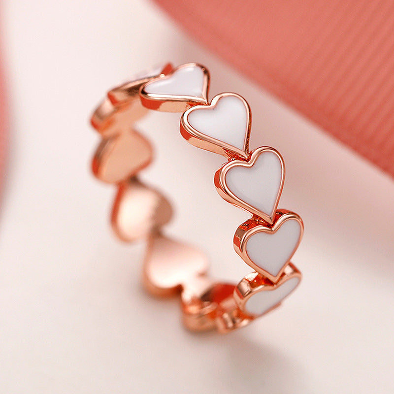 Wholesale Valentine' s Day Pink Heart-To-Heart Resin Ring