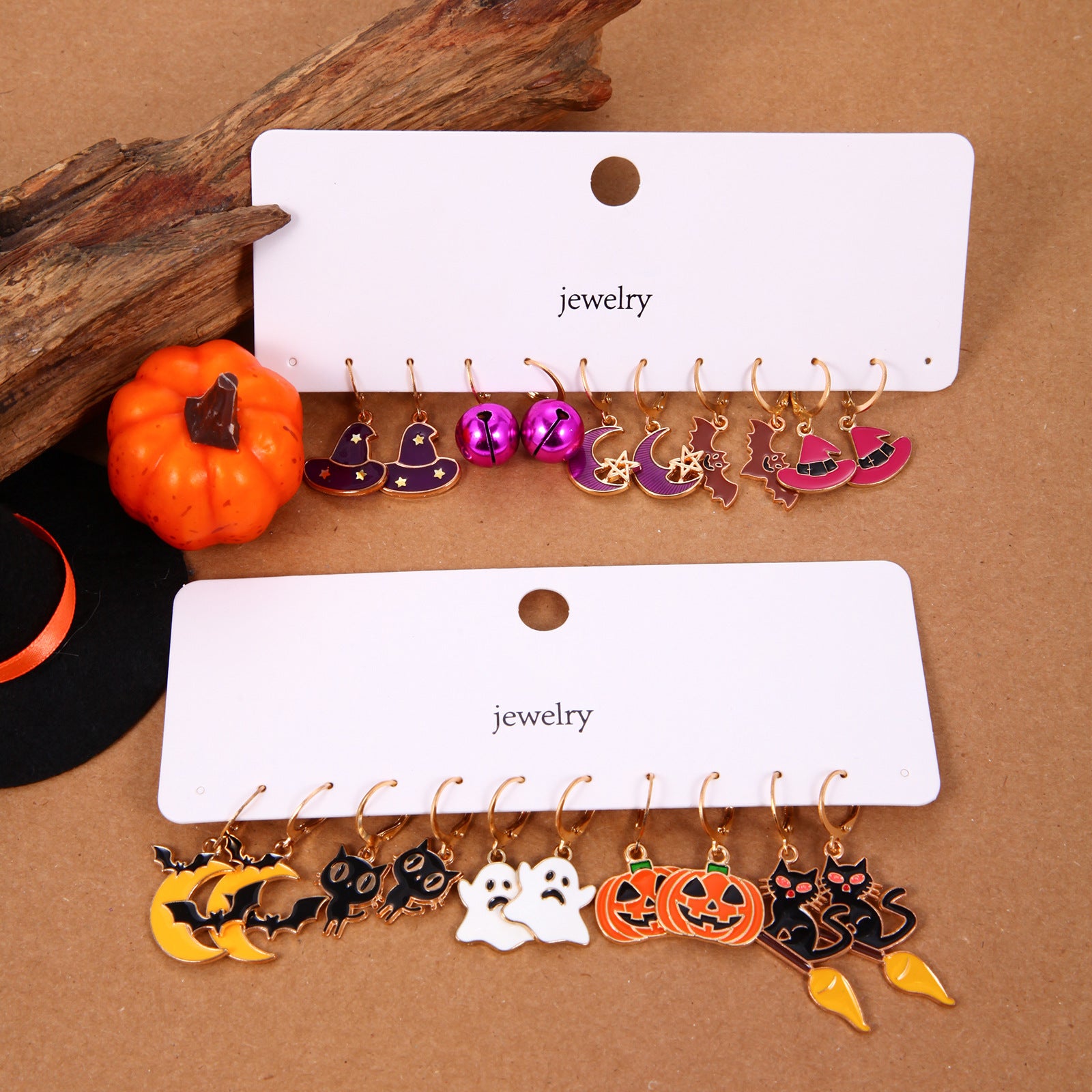 Wholesale Zinc Alloy Electroplated  Earring Set 5 Pcs Pumpkin Skull Ghost Design Women Party Jewelry Accessory