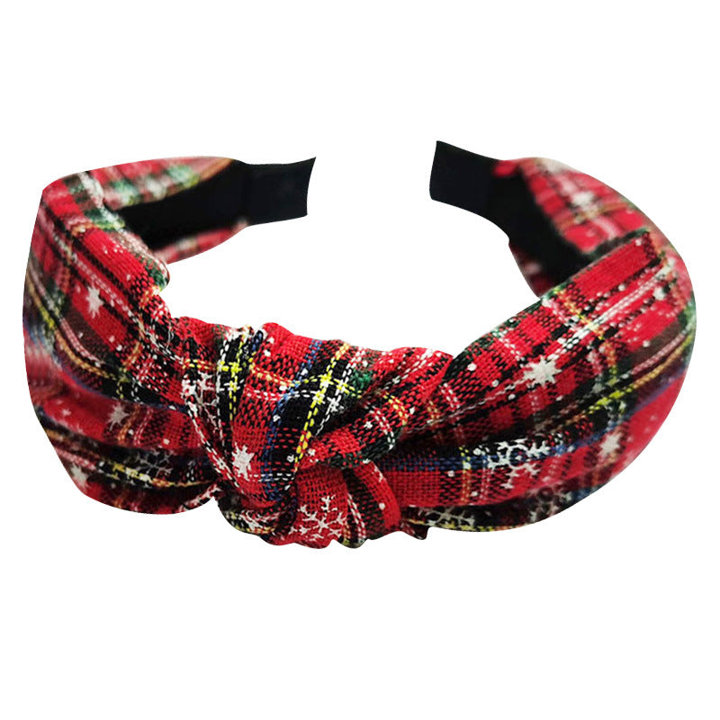Wholesale Christmas Series Plaid Bow Cloth Headband