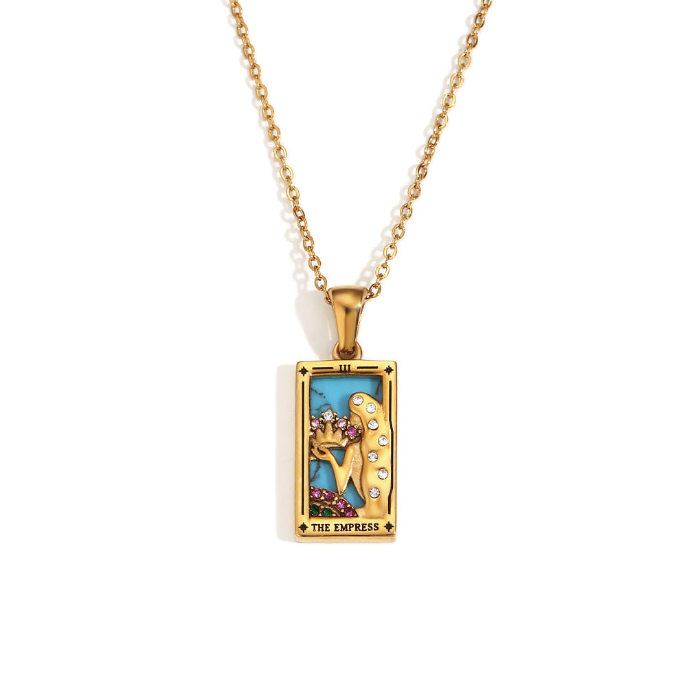 Wholesale Gold and silver Tarot card Stainless Steel Necklace