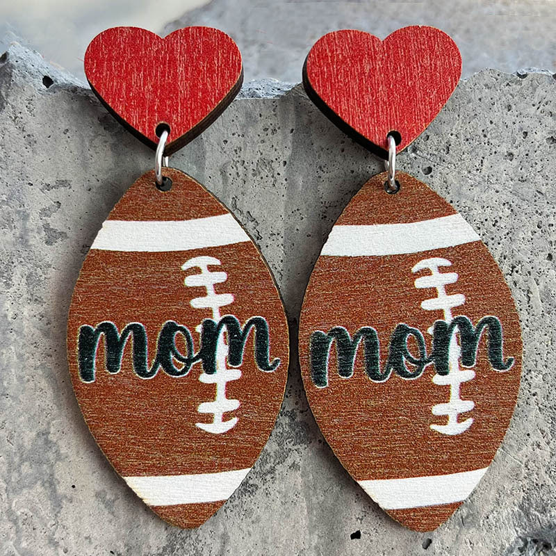 Wholesale Mother's Day Gift Baseball Football Love Earrings