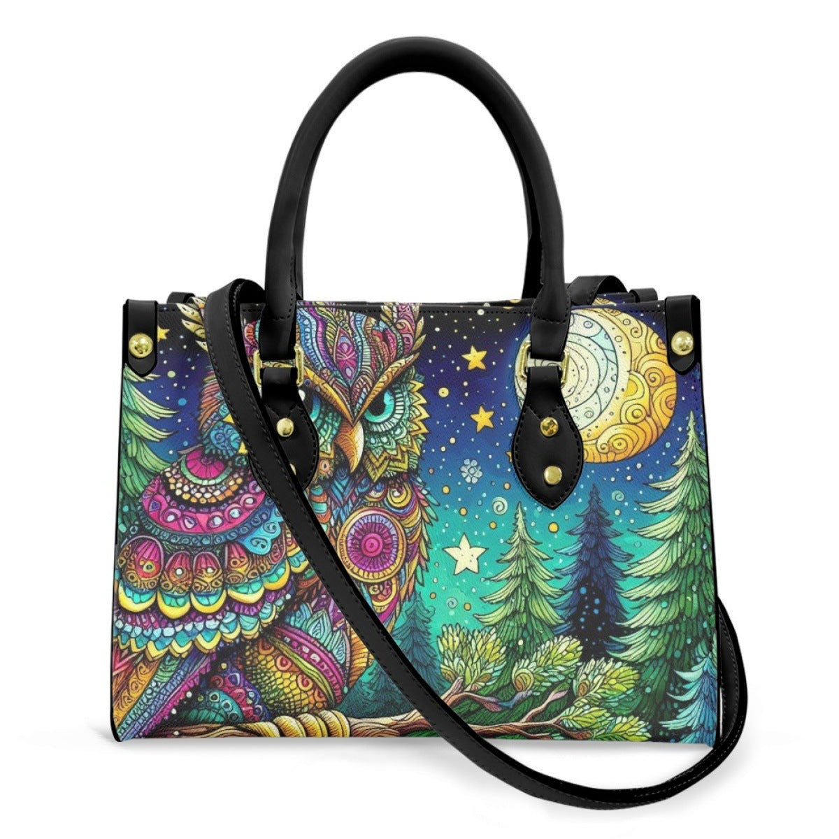 Wholesale Owl Animal Digital Printed Ladies PU Strap Shoulder Strap Handheld Shoulder Bag