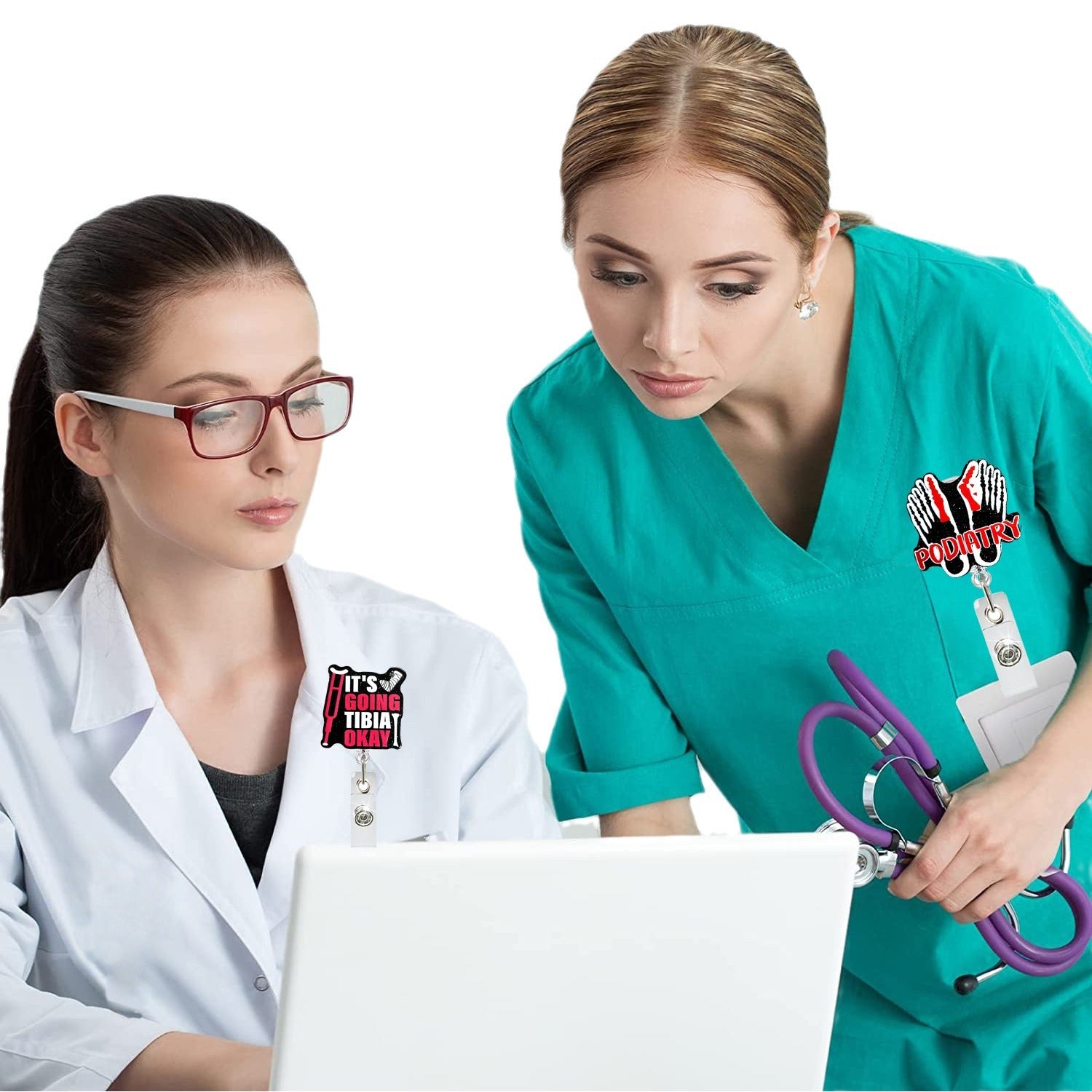 Wholesale Glitter acrylic skeleton finger retractable badge