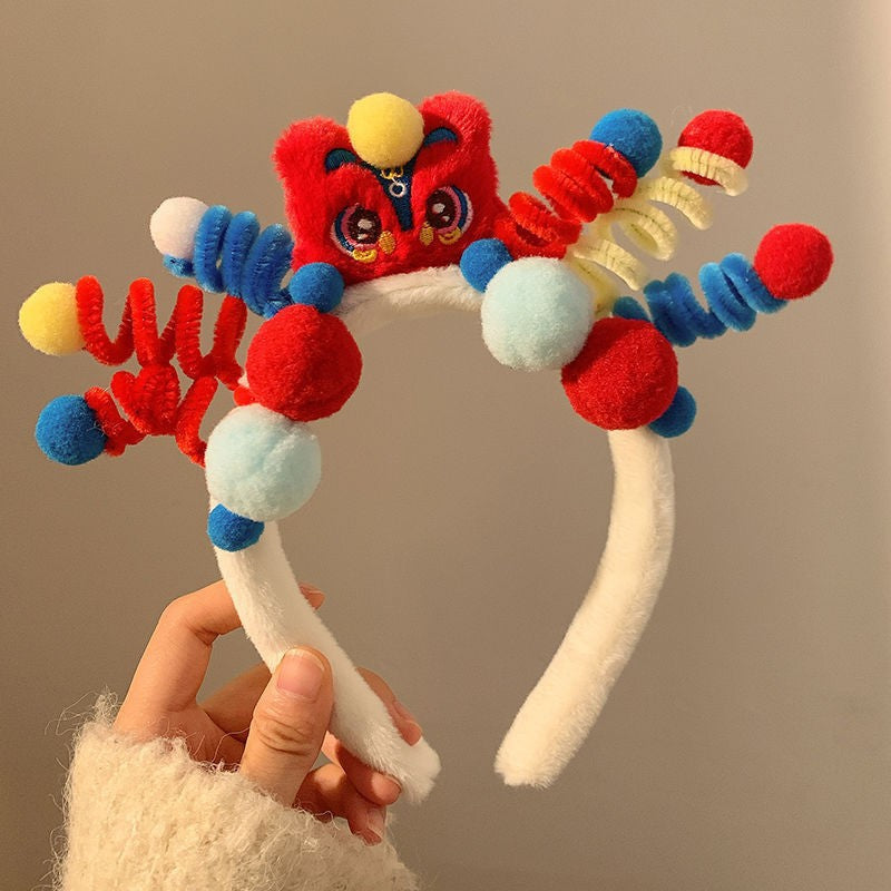 Wholesale Year of the Snake Headband  Cute Funny Plush Wash Hair Cards Small Snake Zodiac Headwear Children's Spring Festival