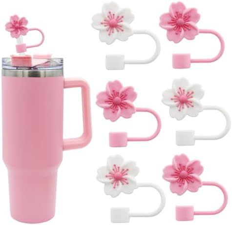 Wholesale 5pcs  Begonia silicone straw cover 10mm reusable straw plug