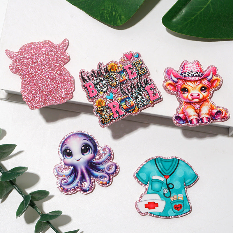 Wholesale Random 30pcs Pink Bow Series Acrylic Flatback