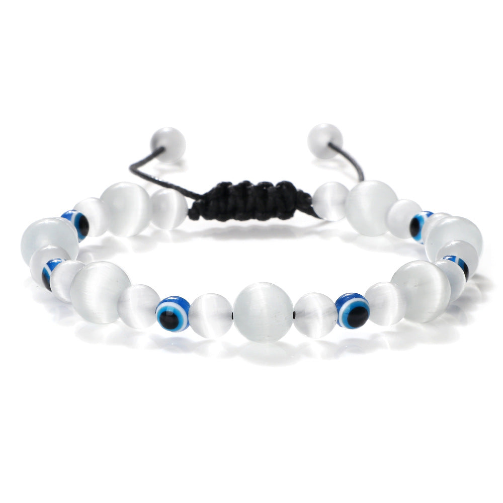 Wholesale Creative Spacer Size Beads Woven Tandem Combination Bracelet Adjustable Devil' s Eye Pendant Bracelet
