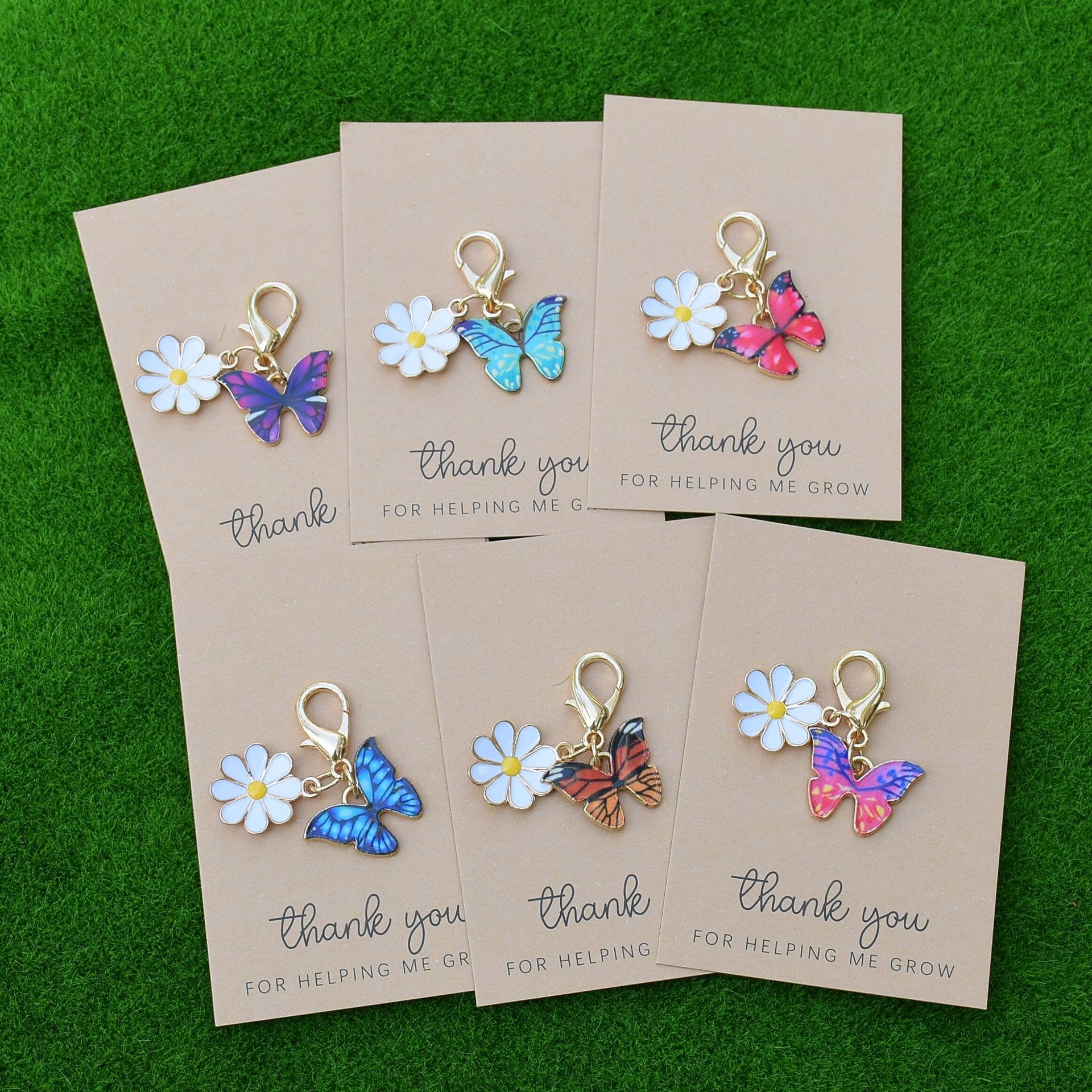 Wholesale 12-Piece Set  Colorful Enamel Butterfly  Keychains Handmade Bag Charms Key Accessories