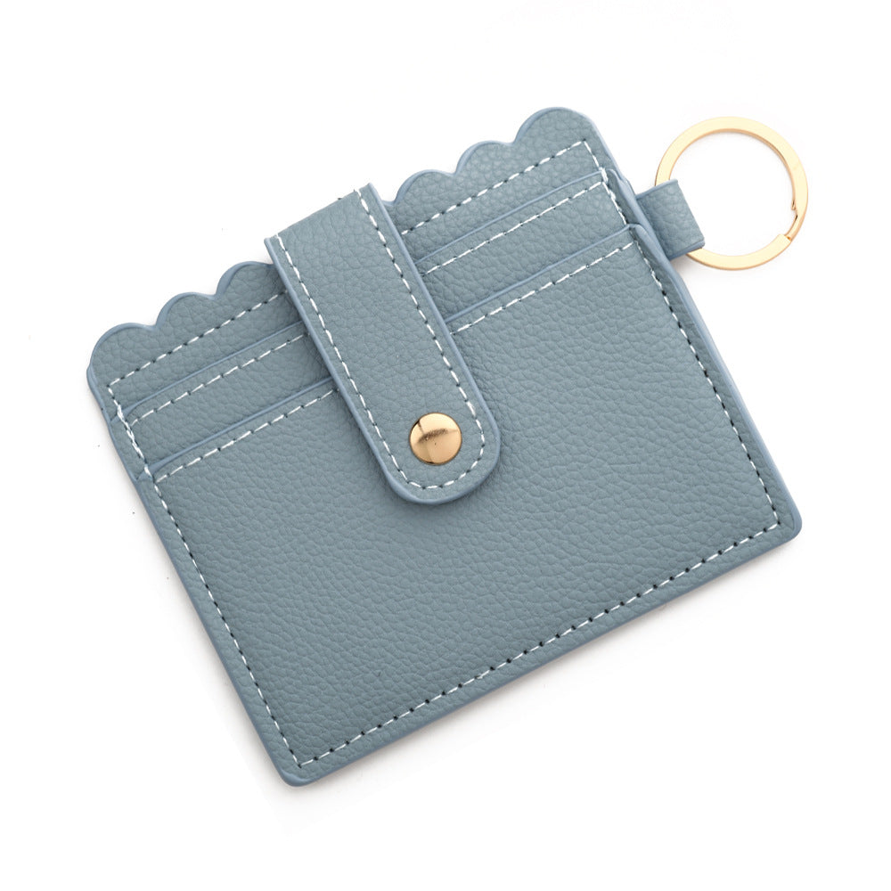 Wholesale Solid Color PU Leather Card Holder Multi-Card Keychain