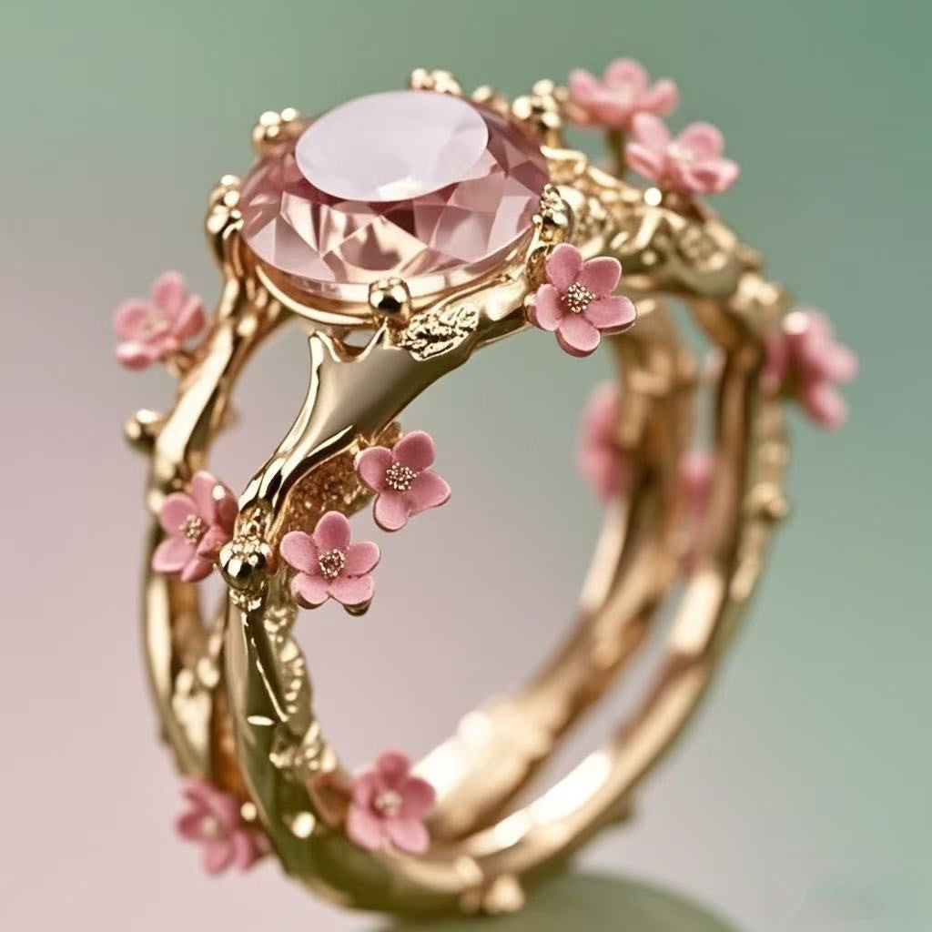 Wholesale  Pink Flower Alloy Ring