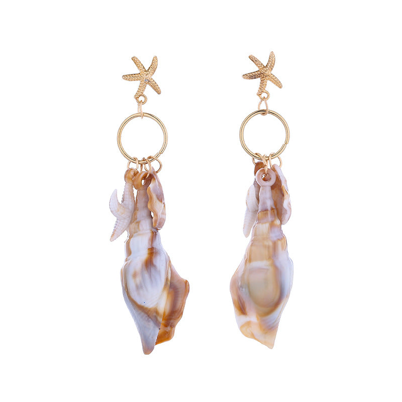 Wholesale Hawaiian style simulated shell and starfish earrings set