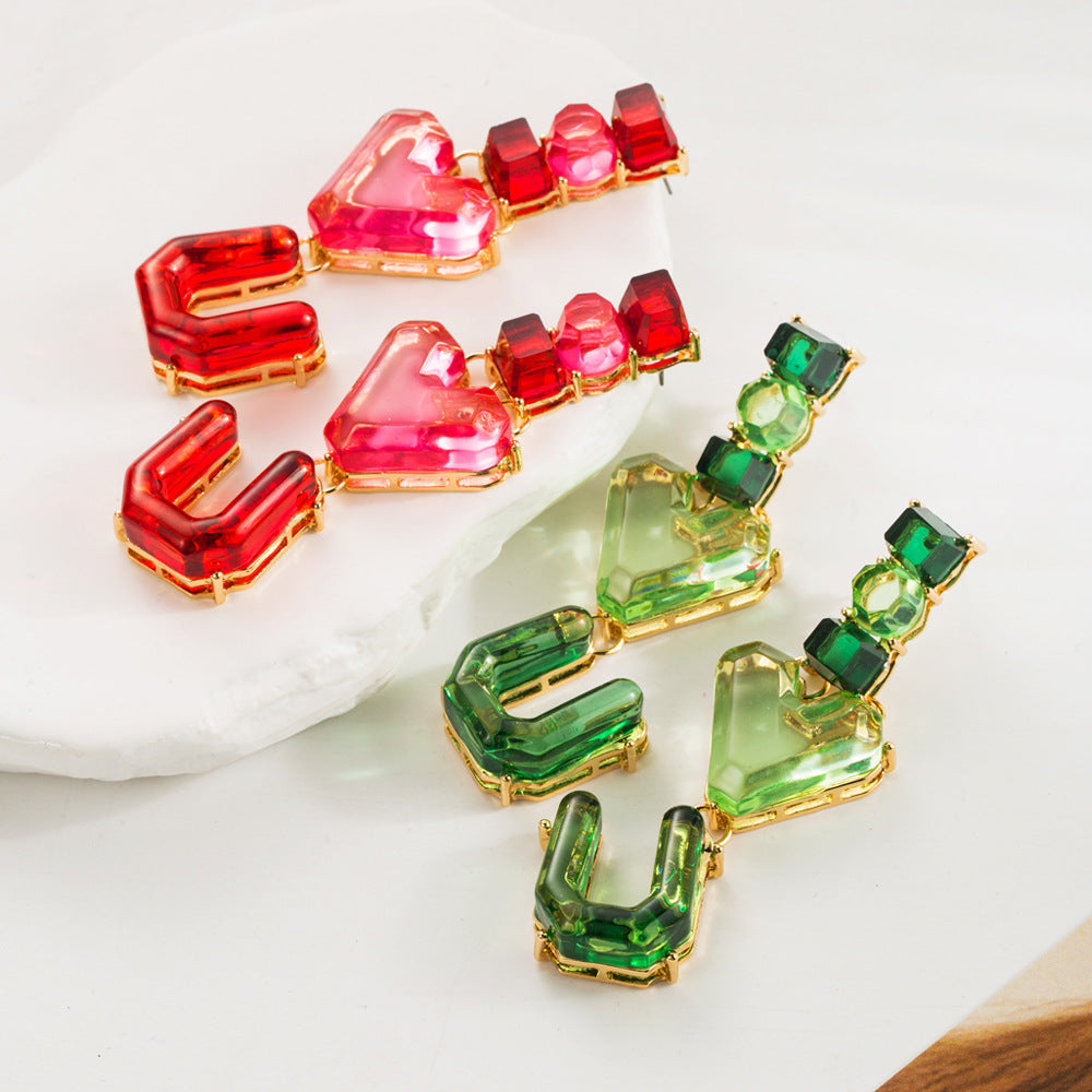 Wholesale Multi-layer Resin Letter Heart Earrings