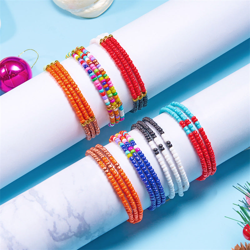 Wholesale Boho Style Multi-layered Braided Rice Bead Bracelet