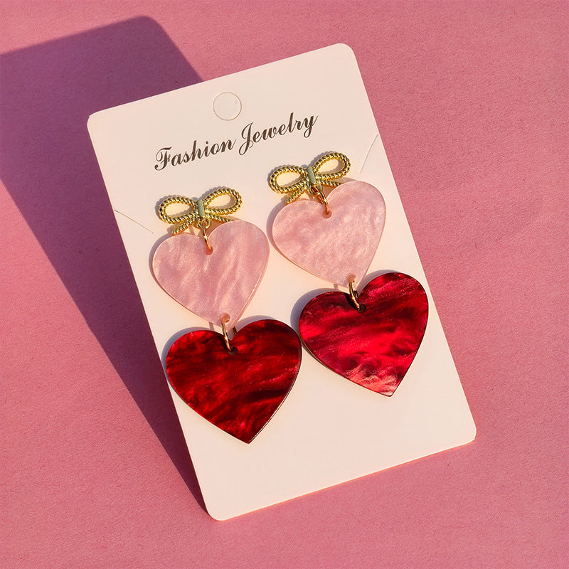 Wholesale Red Love Series Butterfly Knot Valentine' s Day Acrylic Earrings