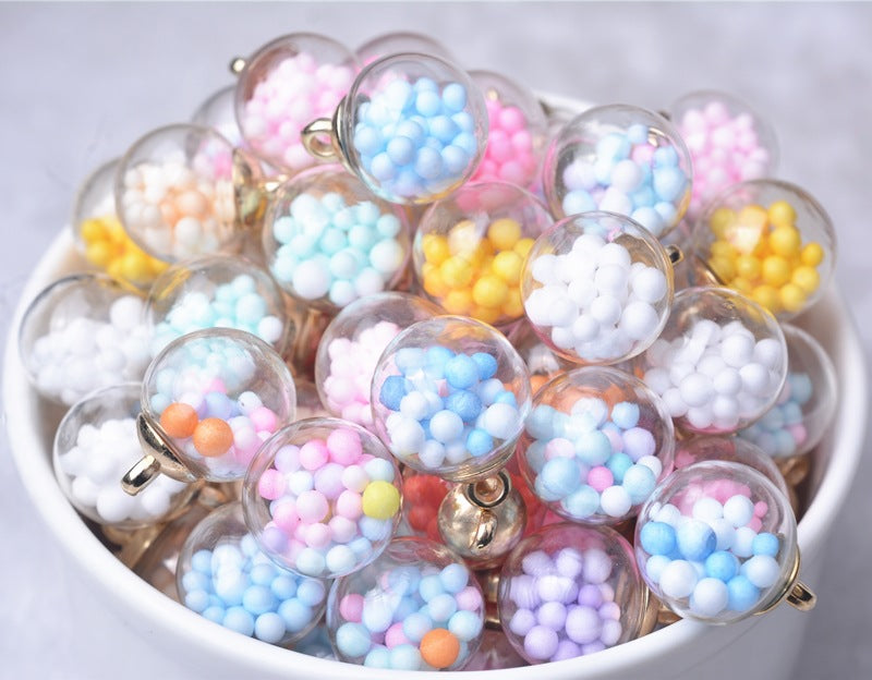 Wholesale 20pcs Alloy Glass Acrylic Small Ball Pendant DIY Handmade Jewelry Bulk Accessories Earring Accessories Key Case Pendant