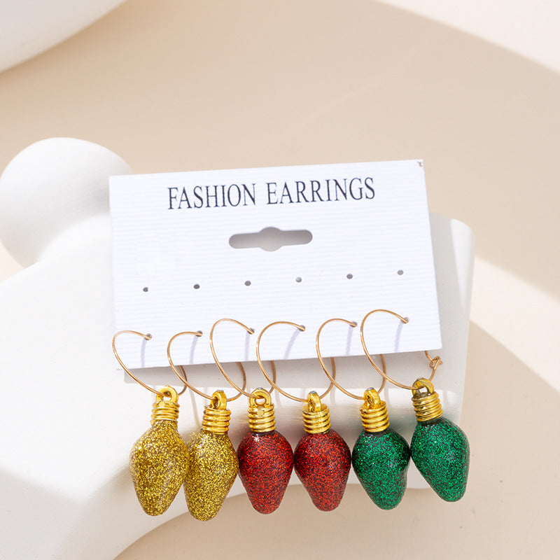 Wholesale Large hoop star bell earrings,  small hoop multi-element combination Christmas earrings