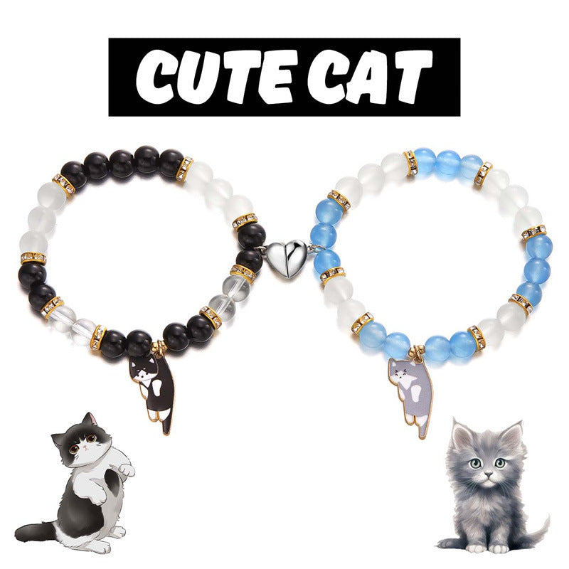 Wholesale cute cat glass beads  bracelet