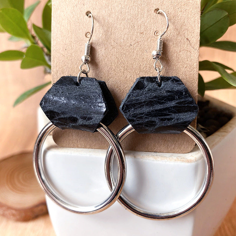 Wholesale 3 Pairs/pack Vintage Embossed Cowhide Metal Hoop Earrings