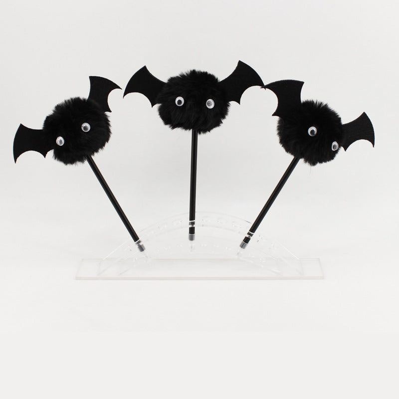 Wholesale Halloween Spider Bat Ghost Festival Fur Ball Plastic Ballpoint Pen