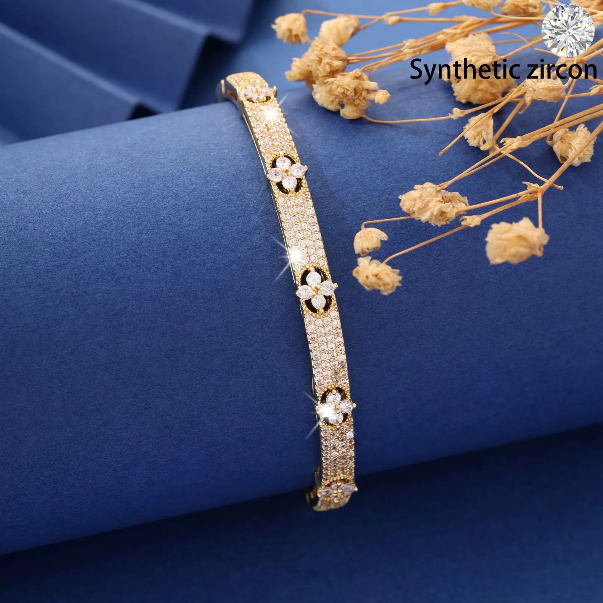 Wholesale Nail copper micro inlaid zircon open bracelet