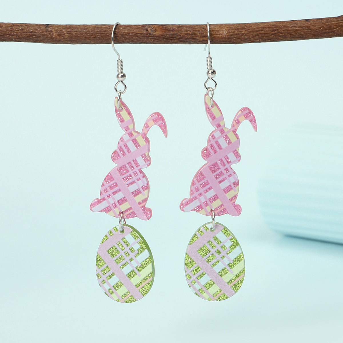 Wholesale Happy Easter rabbit Egg Print Leopard Flower Acrylic Earrings