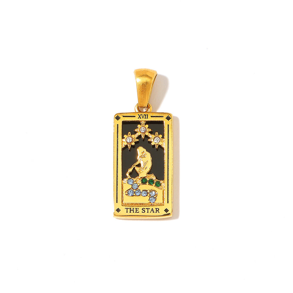Wholesale Stainless Steel Gold Tarot Card Pendant