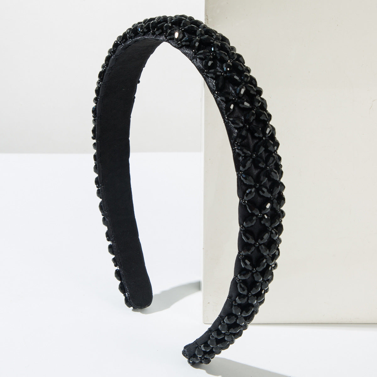 Wholesale Braided crystal beaded headband with thin edges