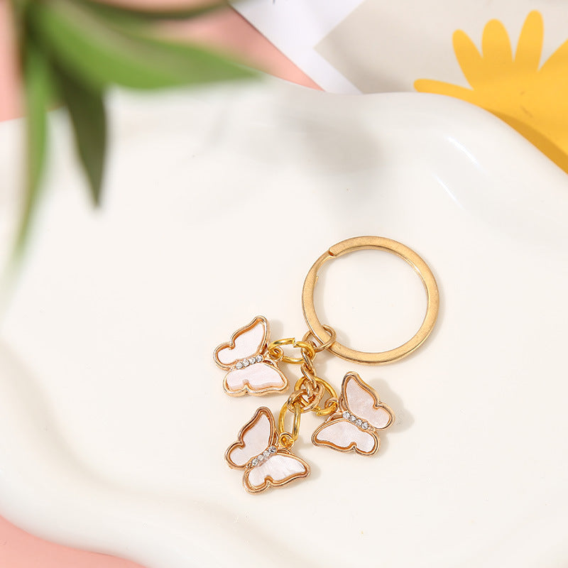 Wholesale Drip Oil Hot Selling Colored Diamond Acrylic Butterfly Keychain