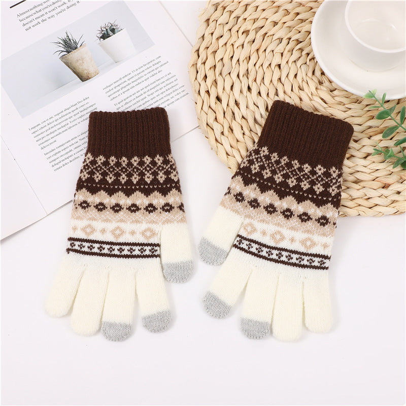 Wholesale Thick and Warm Knitted Glove with Velvet