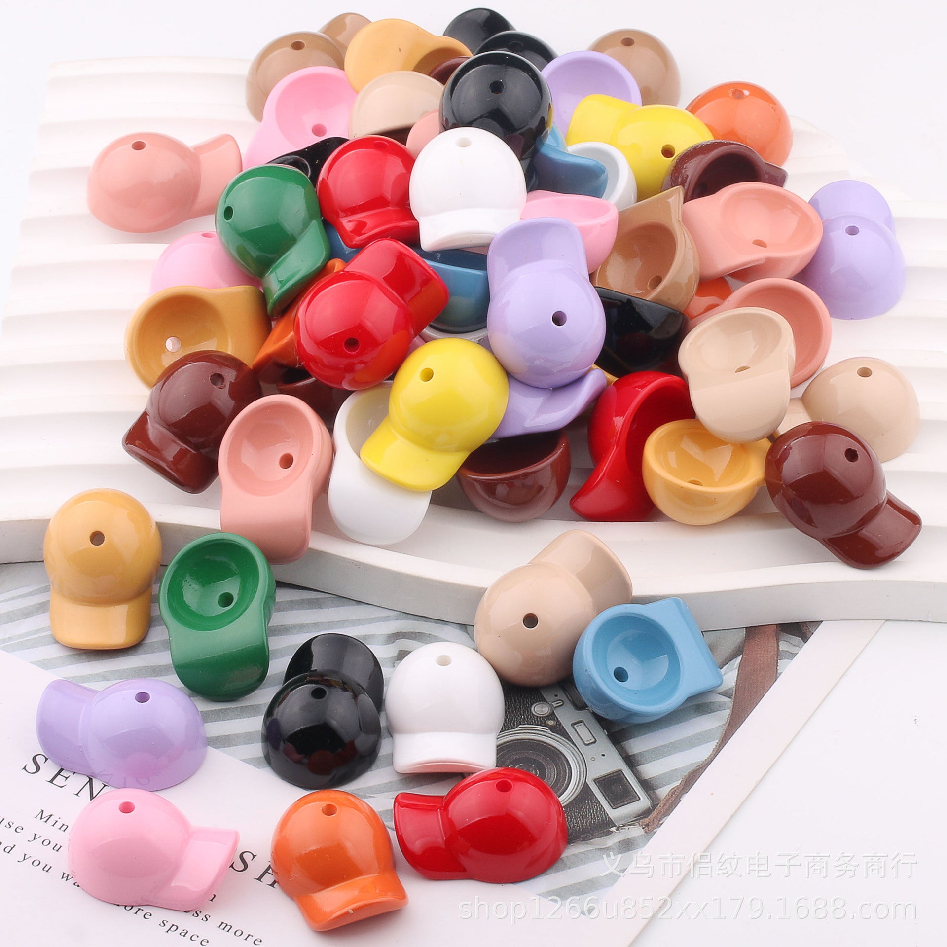 Wholesale 10pcs/pack Acrylic Color Painted Peaked Cap DIY Beaded Accessories